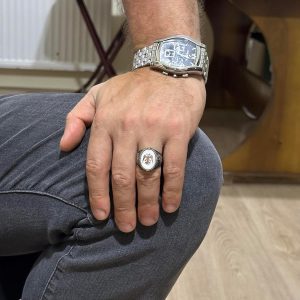 Erkekler için Çift Başlı Kartal Yüzüğü - Kartal Sembolü Takı - 925 Ayar Gümüş El Yapımı Erkek Yüzüğü (Beyaz) - Görsel 3