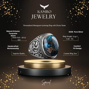 Gerçek Doğal Taş Yüzük, 925 Ayar Gümüş Yüzük (Turkuaz) - Görsel 2