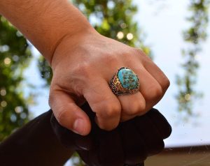 El Yapımı Doğal Turkuaz Yüzük | 925 Ayar Gümüş Erkek Yüzük | Koruma ve Şifa Tasarımı - Görsel 7