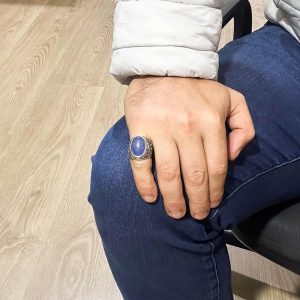 Doğal Sıvı Taşlı Yüzük, 925 Ayar Gümüş Yüzük, Farklı Yüzük - Görsel 3