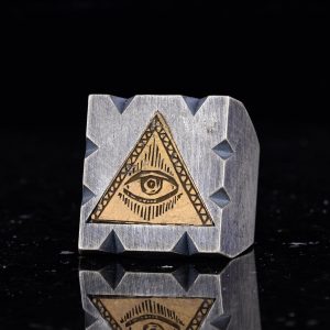 Sterling Gümüş Horus Göz Yüzüğü, Kare Tasarım, 925 Gümüş Erkek Yüzüğü - Görsel 4