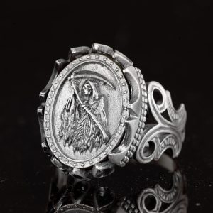 Karanlık Mezarcı Yüzüğü, 925 Ayar Gümüş Yüzük, El Yapımı Kral Yüzüğü Erkekler İçin - Görsel 4