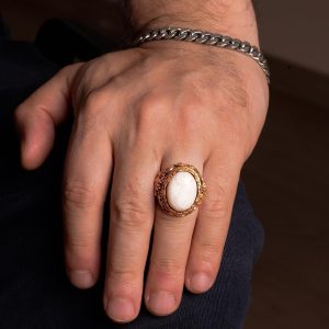 Gerçek Doğal Mercan Taşı Yüzük, El Yapımı Yüzük, Sultan Yüzüğü, 925 Ayar Gümüş Yüzük - Görsel 4