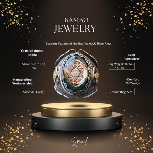 David Yıldızı Erkek Yüzüğü, Osmanlı Sembolü, Süleyman Yüzüğü, 925 Ayar Gümüş Erkek Yüzüğü, Büyük Yüzük - Görsel 2