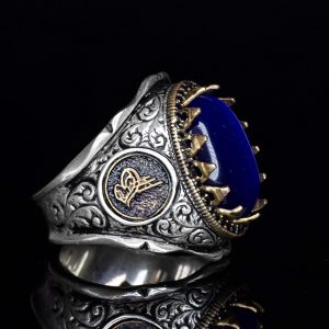 Erkekler için 925 Ayar Gümüş Yüzük - Mavi Yıldız Kedi Gözlü Yapay Taş - Şık ve Gizemli Tasarım - Görsel 4