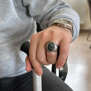 Moss Agat Doğal Taş Yüzük, 925 Ayar Gümüş Yüzük - Görsel 3