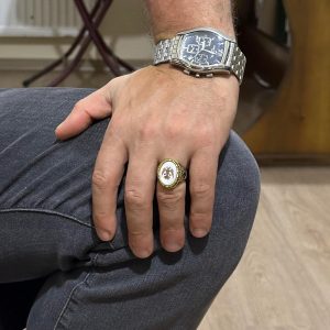 Erkekler için Çift Başlı Kartal Yüzüğü - 925 Ayar Gümüş Altın Kaplama Erkek Yüzüğü (Beyaz) - Görsel 3