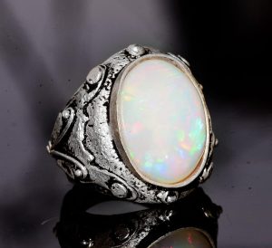 Gerçek Avustralya Opal Taşlı Yüzük, 11.15 Karat, Bizans Yüzüğü, 925 Ayar Gümüş Yüzük - Görsel 3