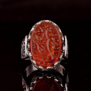 Gerçek Doğal Akik Taşlı Yüzük, 925 Ayar Gümüş Erkek Yüzük, İslami Yüzük (Özelleştirilebilir) - Görsel 2