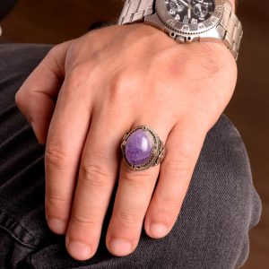 Gerçek Doğal Taş Yüzük, Kral Yüzüğü, Oval Yüzük, 925 Ayar Gümüş Yüzük - Görsel 3