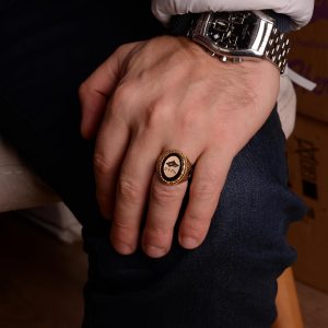 925 Ayar Gümüş Gök Türk Gri Kurt Yüzük - El Yapımı Vintage Tarzı Erkek Takısı - Görsel 2