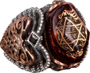 925 Ayar Gümüş İslami Yüzük, Davud Yıldızı, Süleyman Mührü Erkek Yüzüğü, Dini Takı, Güç Yüzüğü