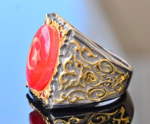 Erkekler için Ayar Gümüş Sultan Yüzük - Yıldız ve Hilal Tasarımı, Malcolm X'ten Esinlenmiştir - Görsel 4