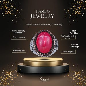 Gerçek Doğal Taş Yüzük - El Yapımı Kartal Yüzüğü - 925 Ayar Gümüş Yüzük (Yıldız Yakutu) - Görsel 2