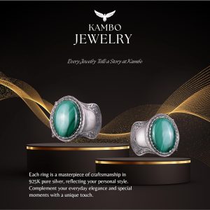 Doğal Taş Yüzük, 925 Ayar Gümüş Yüzük, Malakit - Görsel 7