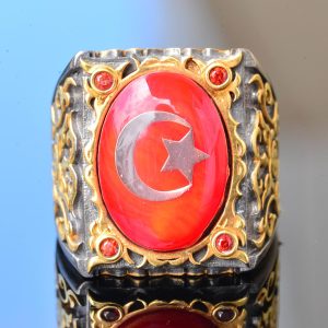 Erkekler için Ayar Gümüş Sultan Yüzük - Yıldız ve Hilal Tasarımı, Malcolm X'ten Esinlenmiştir - Görsel 5