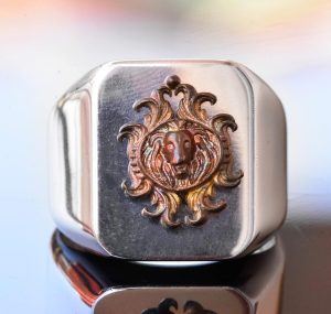 Ateşli Gümüş Yüzük - Sembollerle (Aslan) Erkek Yüzüğü - Görsel 5