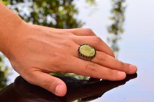 Doğal Yeşil Turkuaz Yüzük, Gümüş Yeşil Turkuaz Yüzük, 925 Ayar Gümüş Erkek Yüzüğü, Büyük Yüzük - Görsel 6