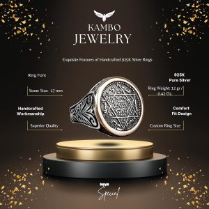 925 Ayar Gümüş Erkek Yüzük, Davud Star Yüzüğü, Erkekler için Özel Yüzük - Görsel 2