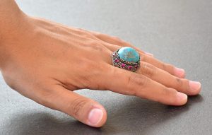 Gerçek Arizona Turkuaz Taş Yüzük, Sultan Yüzük, Gümüş Unisex Yüzük - Görsel 6