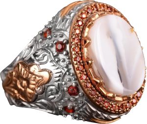 Gerçek Doğal Yemen Akik Taşı Yüzük, Kral Yüzüğü, El Yapımı Yüzük, 925 Ayar Gümüş Yüzük Erkekler İçin - Görsel 1