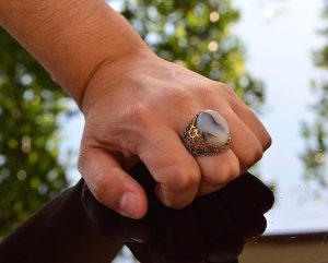 Erkekler için Sterlin Gümüş Yüzük - Doğal Agat Taşı ile İnce Tasarım - Görsel 7