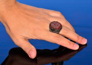 El Yapımı Süleyman Mührü Yüzüğü, Gerçek Kırmızı Akik Taşı, İslami Erkek Yüzüğü, 925 Ayar Gümüş - Görsel 6