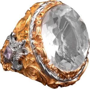 925 Ayar Gümüş Erkek Yüzük, Beyaz Topaz Yapay Taş