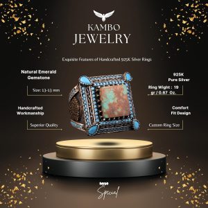 Gerçek Doğal Arizona Turkuaz Taş Yüzük, Sultan Yüzük, 925 Ayar Gümüş Yüzük - Görsel 2