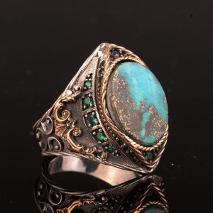 Gerçek Arizona Turkuaz Taş Yüzük, Sultan Yüzük, 925 Ayar Gümüş Yüzük - Görsel 7