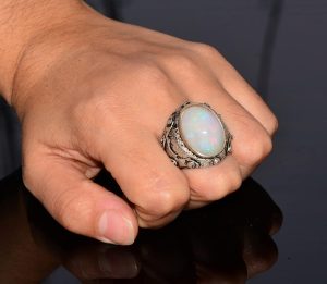 Gerçek Avustralya Opal Taşlı Yüzük, 11.15 Karat, Bizans Yüzüğü, 925 Ayar Gümüş Yüzük - Görsel 7