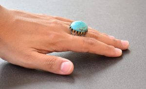 Doğal Arizona Turkuaz Taşlı Yüzük - Gümüş Erkek Yüzüğü - Görsel 6