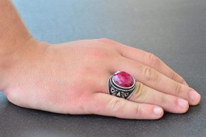 925 Ayar Gümüş Erkek Yüzük Doğal Yakut Taşı ile - Görsel 6