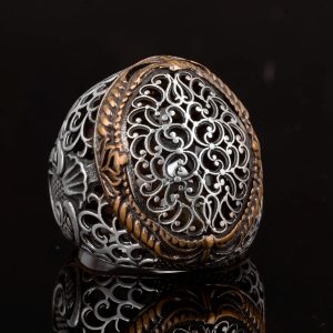 Erkekler için Katmanlı 925 Ayar Gümüş Yüzük, Detaylı Filigran Tasarımı, Vintage Tarzı - Görsel 4