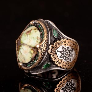 925 Doğal Arizona Turkuaz Taş Yüzük, Oval Gümüş Yüzük Erkekler için (Model-2) - Görsel 5