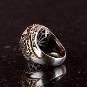 Gerçek Doğal Arizona Turkuaz Taş Yüzük - 925K Gümüş Erkek Yüzük (Stil-2) - Görsel 6