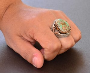 Gerçek Doğal Arizona Turkuaz Taş Yüzük, 11.40 Karat, Kılıç Yüzüğü, Sterlin Gümüş Yüzük - Görsel 7