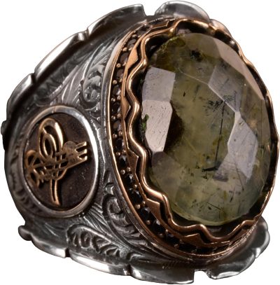 Gerçek Doğal Yeşim Prehnit Taş Yüzük, Osmanlı Yüzüğü, Kral Yüzüğü, 925 Ayar Gümüş Yüzük, El Yapımı Yüzük - Görsel 1