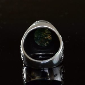 Sterling Gümüş Erkek Yüzük, Gerçek Sedir Agat Taşı, El Yapımı Detaylı Tasarım - Görsel 7