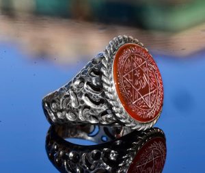 El Yapımı Yüzük, Ateş Taşı ile Gümüş Erkek Yüzüğü - Süleyman Yıldızı Amblemi, Cesaret ve Canlılık Sembolü (Ateş Taşı) - Görsel 4