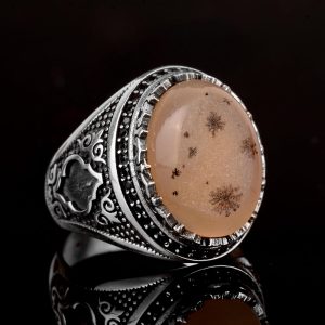 925 Ayar Gümüş Erkek Yüzük, Gerçek Doğal Drusy Kuvars Taş Yüzük - Görsel 6