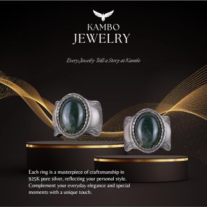 Moss Agat Doğal Taş Yüzük, 925 Ayar Gümüş Yüzük - Görsel 7