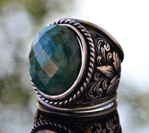 Gerçek Doğal Zümrüt Taşı, Zümrüt Yüzük, Gümüş Erkek Yüzüğü, Yeşil - Görsel 3