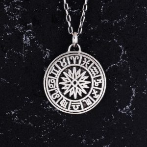 925 Ayar Gümüş Kolye - Burç Çarkı Kolyesi - Görsel 3