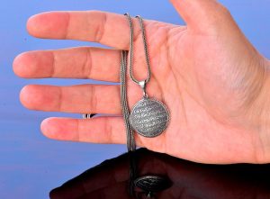 Sterling Gümüş Erkek Ayatul Kursi Kolye, İslami Kolye, Gri - Görsel 5