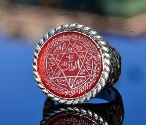 El Yapımı Yüzük, Ateş Taşı ile Gümüş Erkek Yüzüğü - Süleyman Yıldızı Amblemi, Cesaret ve Canlılık Sembolü (Ateş Taşı) - Görsel 3