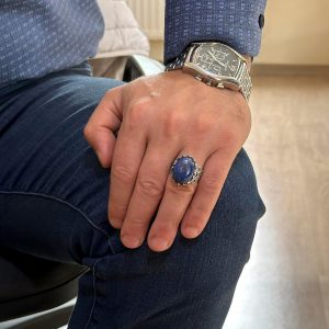925 Ayar Katı Gümüş Erkek Yüzük - Doğal Taş Seçeneği ile El Yapımı Tasarım (Lapis Lazuli) - Görsel 3