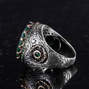 Gerçek Doğal Taş Yüzük - 925 Ayar Gümüş El Yapımı Yüzük (Zümrüt) - Görsel 7