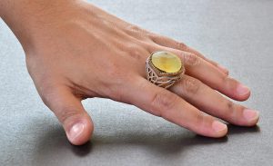 Doğal Amber Taş Yüzük - Gerçek Doğal Taş, Ham Taş, 925 Ayar Gümüş Erkek Yüzük - Görsel 6