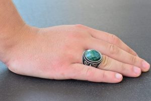 Gerçek Doğal Zümrüt Taşı, Zümrüt Yüzük, Gümüş Erkek Yüzüğü, Yeşil - Görsel 6